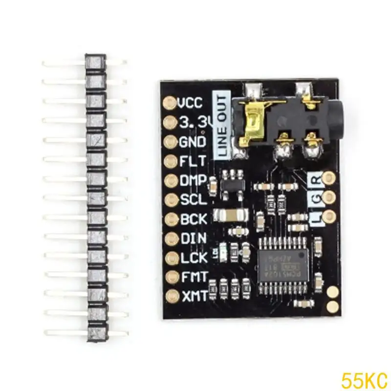 

55KC PCM5102A Sound Card Module Board Digital PCM5102A Sound Board Voice Module Stereo Sound Card with 3.5mm Output
