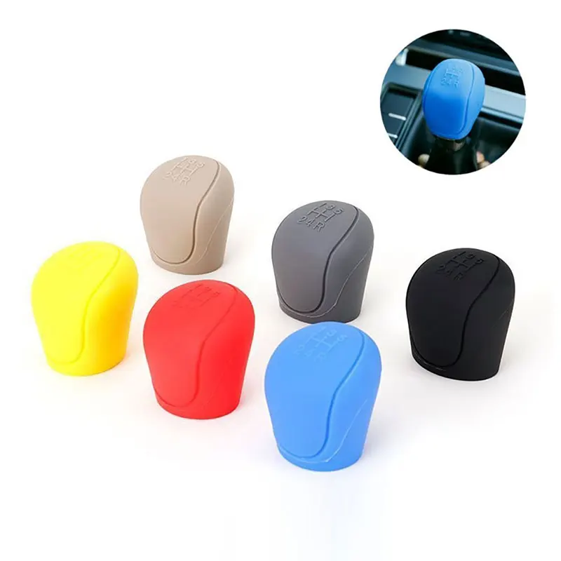 1pc Silicone Car Gear Head Shift Knob Cover Gear Shift Non Slip Grip Handle Case