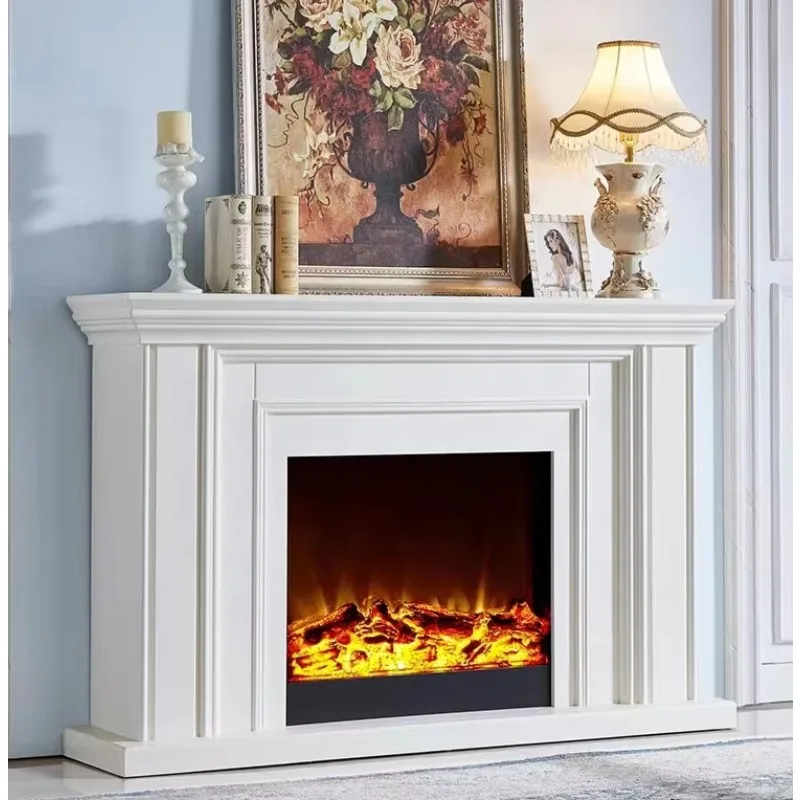 Decorative Wood Fireplaces LED Flame Free Standing Electric Fireplace With  Mantel