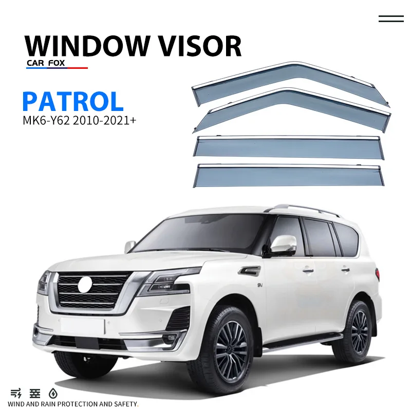 

Для Nissan PATROL Y62 Y61 Y60 1987-2021: Дефлекторы окон, козырьки от солнца и дождя, защита от ветра для боковых окон, автоаксессуары
