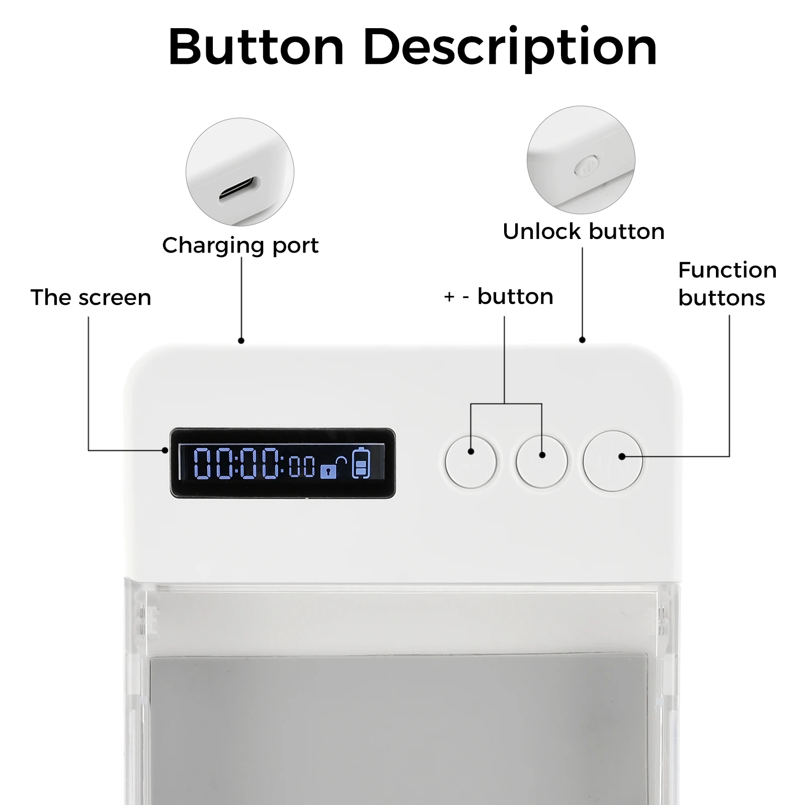 Phone Lock Box with Timer LCD Display Self-discipline Tool Transparent Cell Phone Lock Box Adults Students Self-Discipline Tools