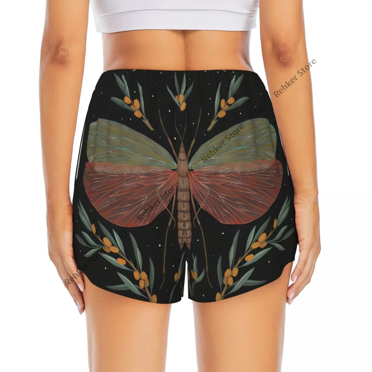 Mulheres yoga shorts borboleta com ornamento floral shorts de treino de fitness de secagem rápida senhoras yoga ginásio correndo calças curtas esportivas