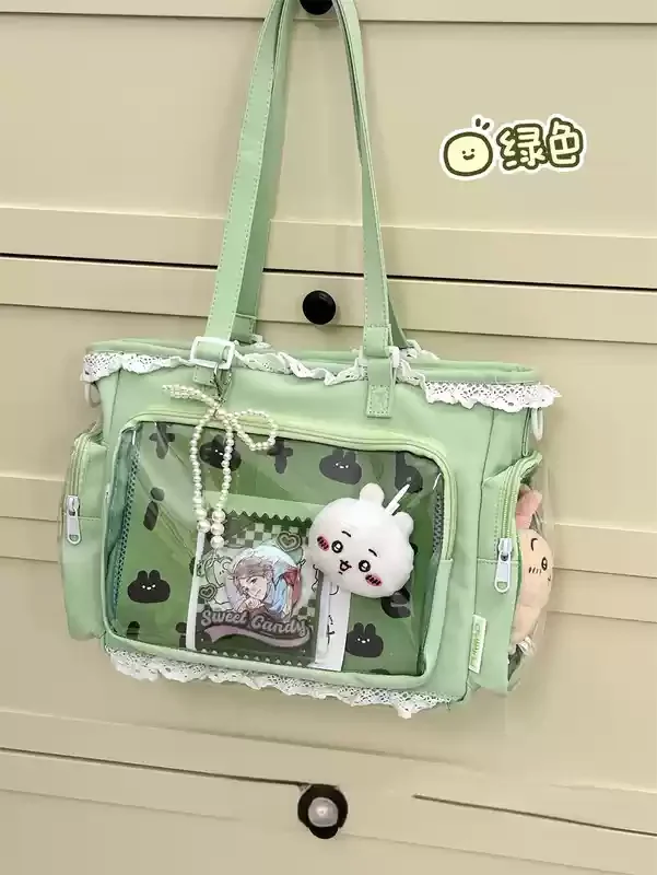 Balletmeisje heeft een grote eetlust Itabag Japanse 2D enkele schouder Cross Body Goods Bag cadeau voor vrienden alleen geen poppen geen kaart