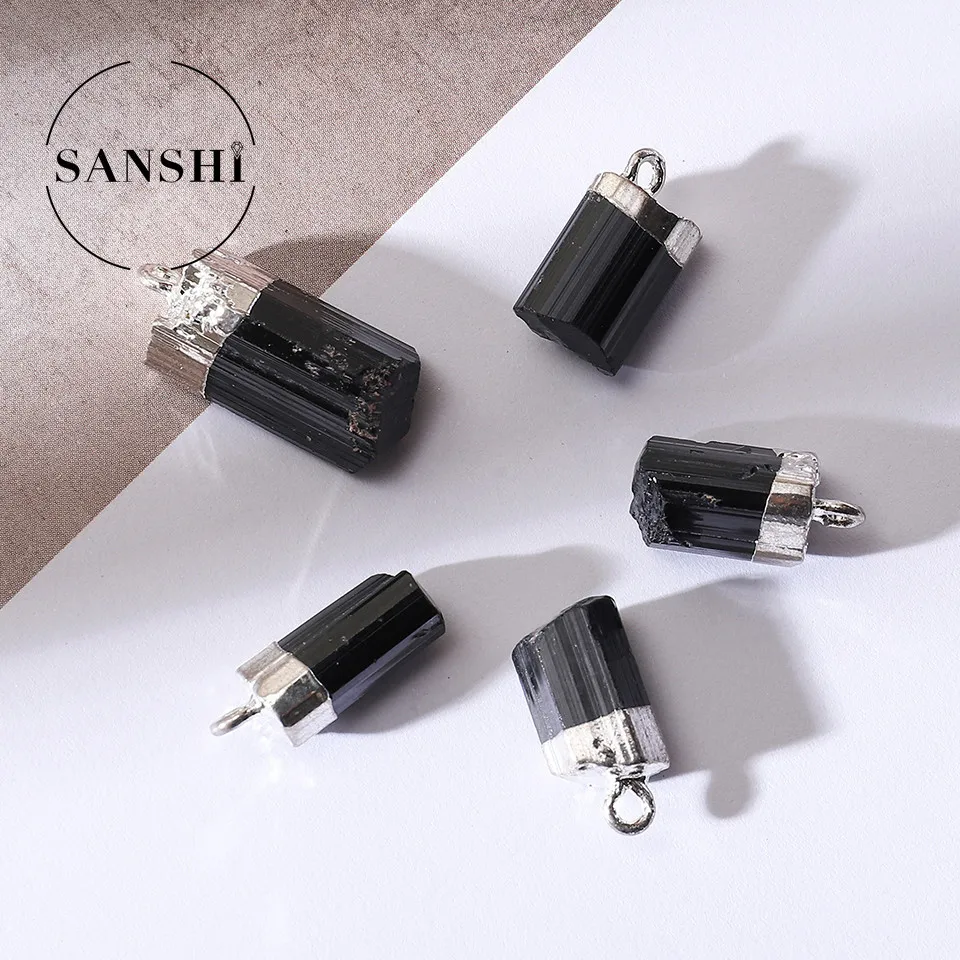 

5pcs/15pcs Natural Black Tourmaline Pendant Natural Irregular Raw Charm Pendant Healing Energy Pendants for DIY Jewelry Gifts