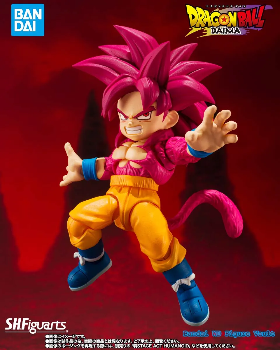 In Stock Bandai Dragon Ball DAIMA S.H.Figuarts Super Saiyan 4 Son Goku (Mini) -DAIMA Figures Anime Model Genuine Boxed Toy Gift view 4