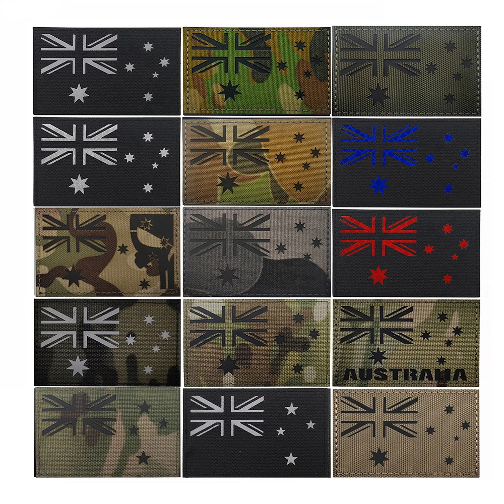 New Zealand Australia Camouflage Kangaroo IR Infrared Reflective Patch PVC Tactical Armband Applique for Embroidered Flag Badge