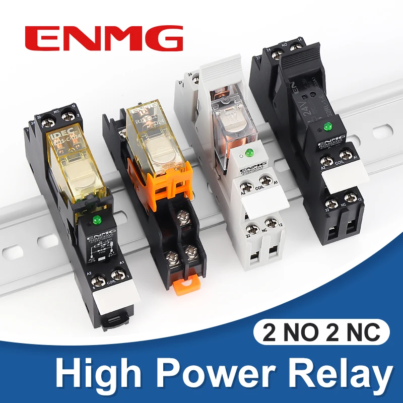 ENMG DIN-Rail 2NO2NC G2RL-1-E Thin Relay 16A Small Electromagnetic  G2RL-2 DC 24Vdc Input state LED indicator transient unipolar