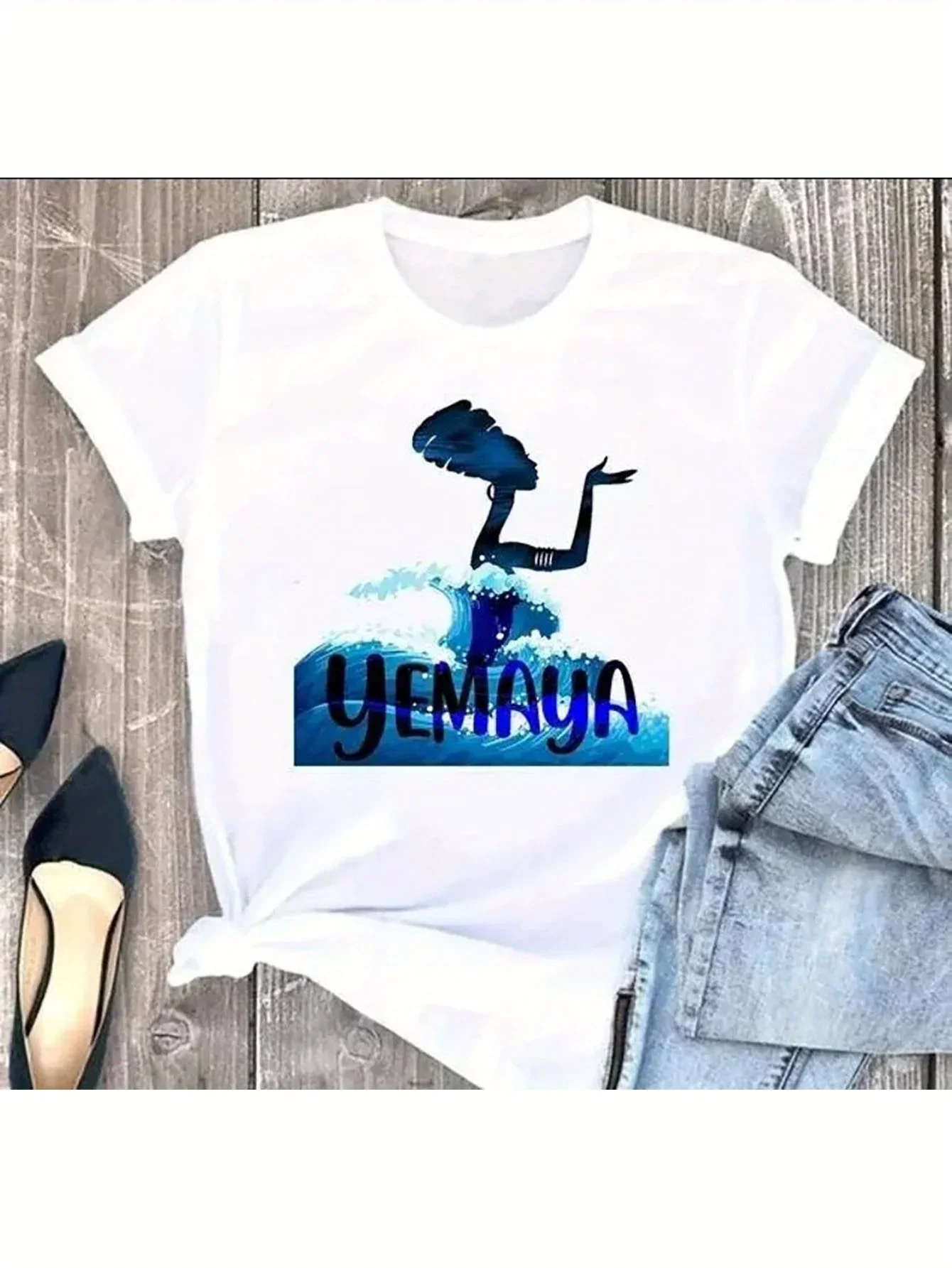 

Yemaya goddess of the sea print t shirt M long or short sleeves Men's Clothing Funny T-Shirts T Shirt Men 2025 Men Original