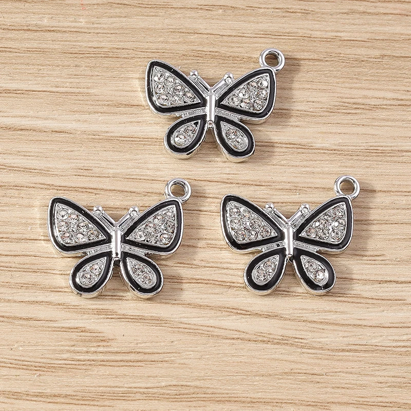 Tusember 10 Stück Vollbesetzte Strass-Ohrringe, Halsketten, Schlüsselanhänger, Anhänger, Schmetterlings-Charms, DIY Handgemachter Schmuck – Detail 6