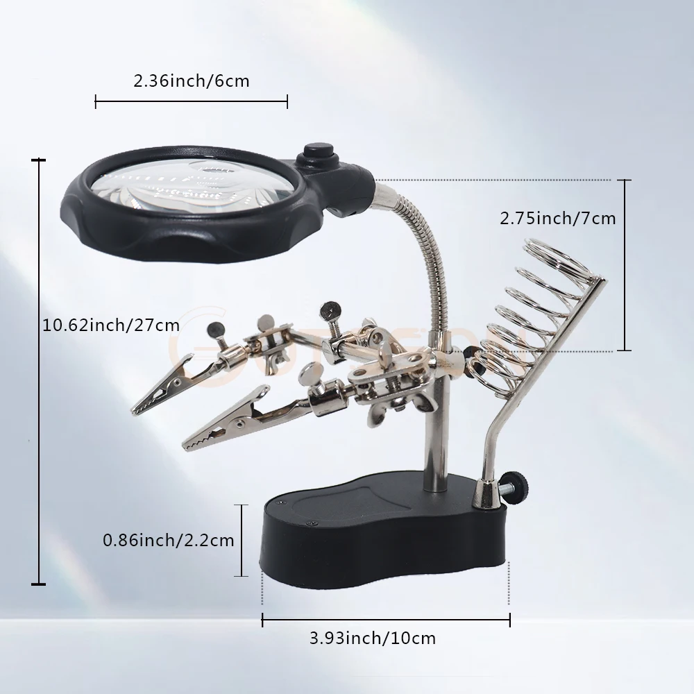 Support de station de fer à souder loupe de soudage, pince à pince, loupe de bureau à lumière LED, outil de réparation de soudure de troisième main