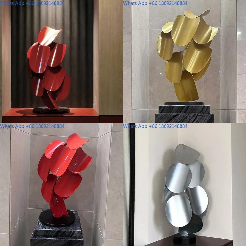 

Modern Art Metal Leaf Stacked Ornament Sample Room Sales Office Living Room Entrance Sculpture Crafts Decoration