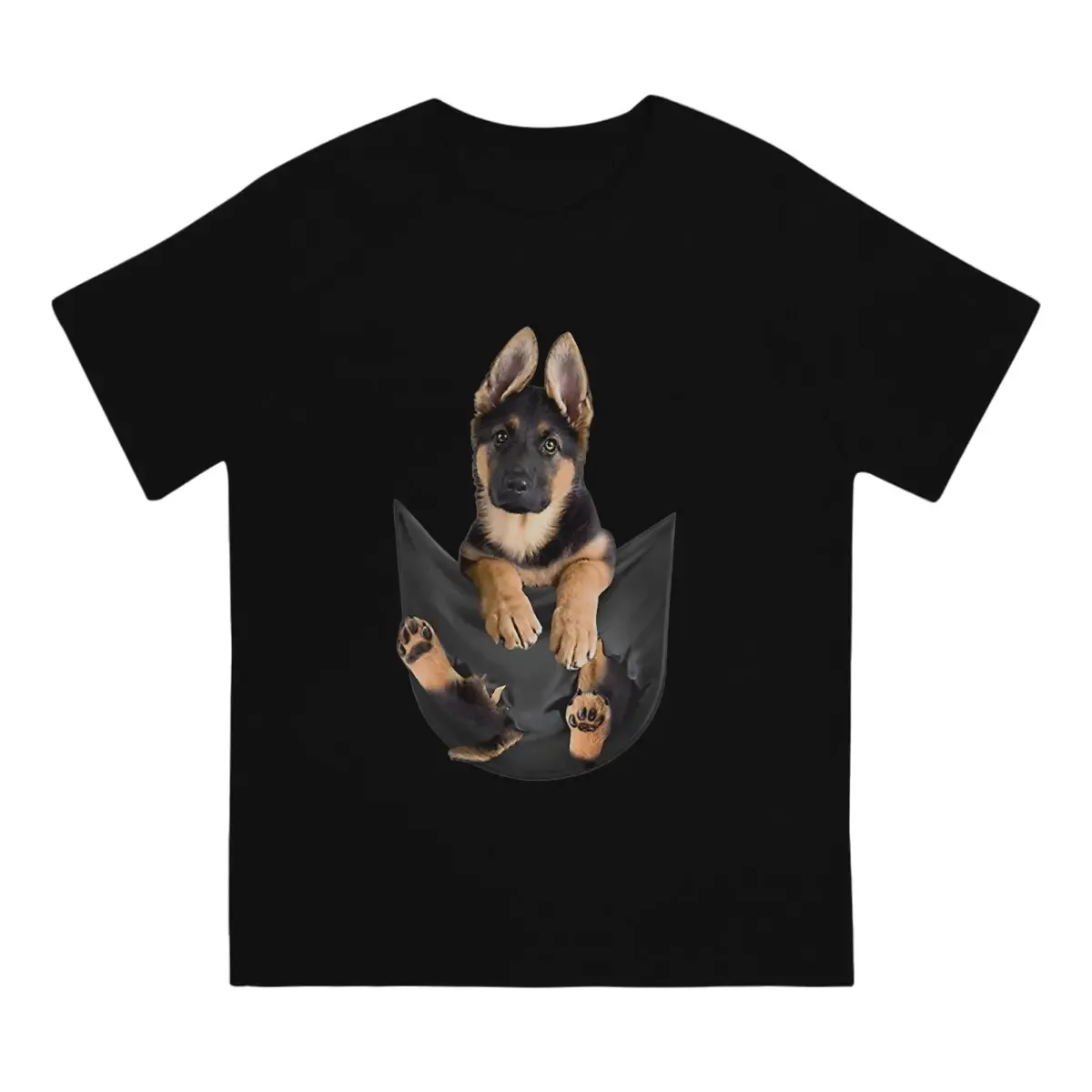 Vintage German Shepherd In Pocket  Dog Lover  Perfect T-Shirts Men Round Collar T Shirts German Shepherd Short Sleeve Tee Shirt