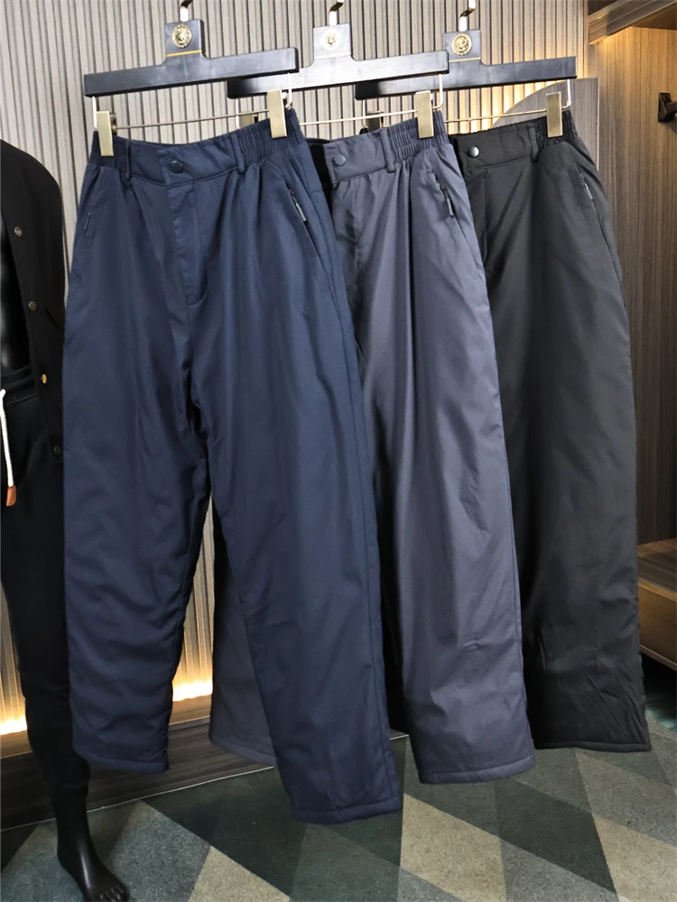 

Men's Winter Thiened Fce Lined Elastic Waist Casual Pants Pure Color Faionable Versatile Cotton Blend Comfortable Fit