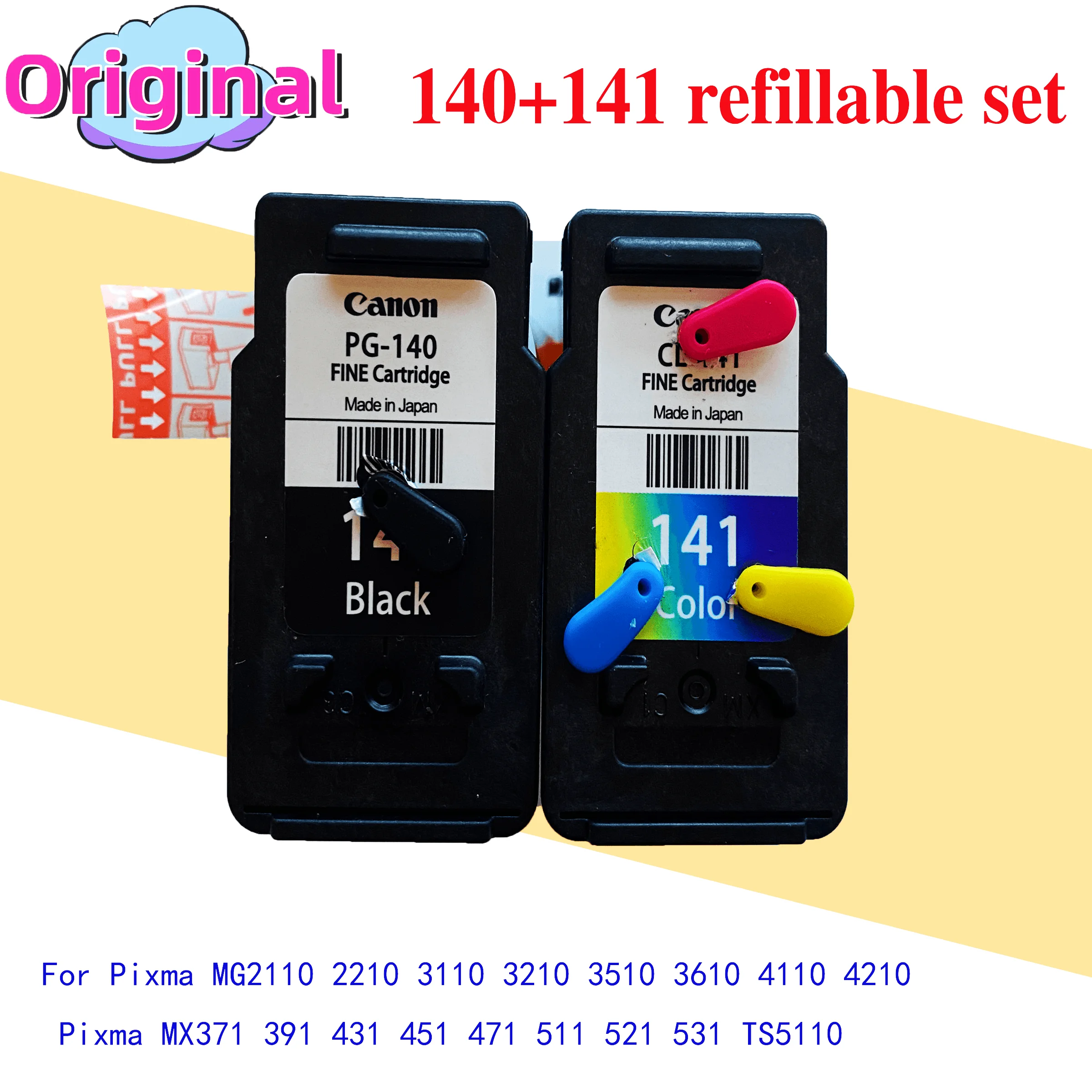 Original Ink Cartridge 140XL 141XL PG140 CL141  Compatible For Canon PG-140 CL-141 PIXMA MG4110 MG3210 MG3510 MG474 Printer