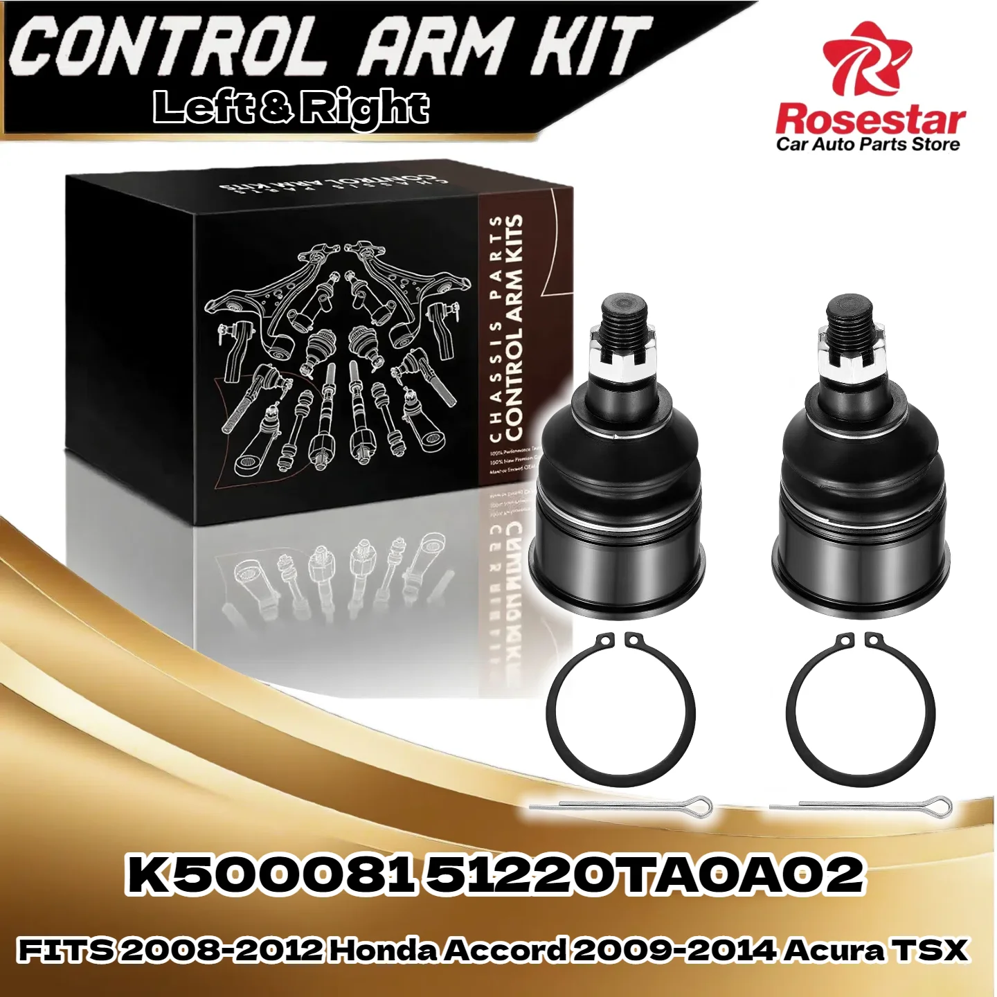 زوج وصلات كروية سفلية أمامية تناسب 2008-2012 Honda Accord 2009-2014 Acura TSX K500081 51220TA0A02
