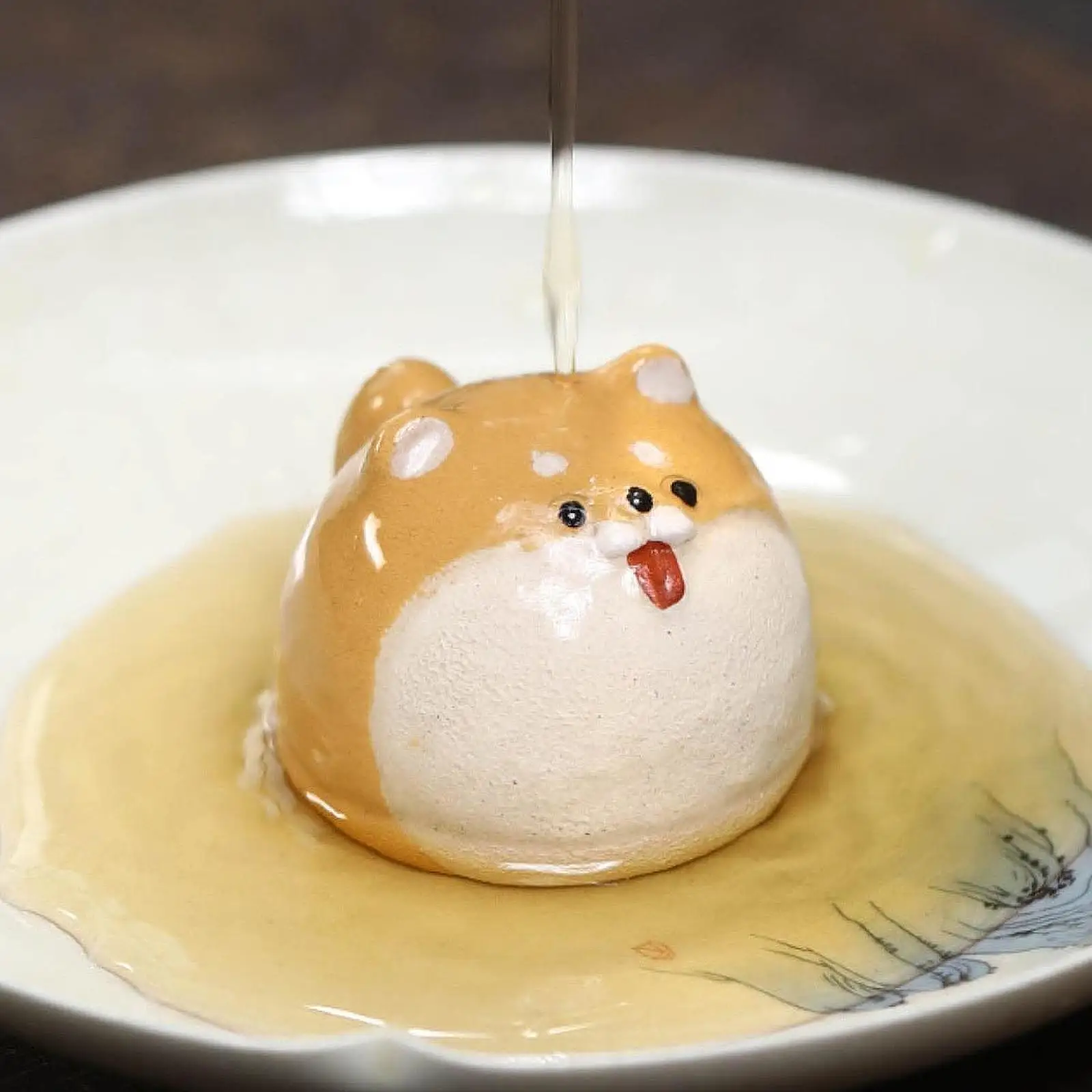 

Purple Clay Dog Tea Pet Centerpiece Table Decoration Cute Purple Clay Statue for Tea Lover Desktop Office Farmhouse Dining Room