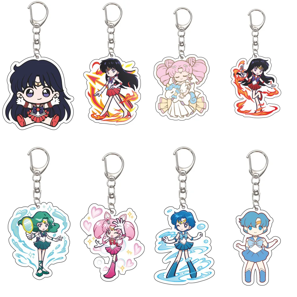 55MM Anime ‌   Mizuno Ami Kaiou Michiru Hino Rei Meiou Setsuna Small Lady Luna Tomoe Hotaru Acryl-Schlüsselanhänger Weihnachtsgeschenke