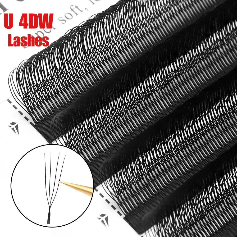 Xiusuzaki u/w 4d extensões de chicote macio em forma de u 4dw extensão de cílios pré-fabricados fãs volume individual fornecedores de cílios postiços