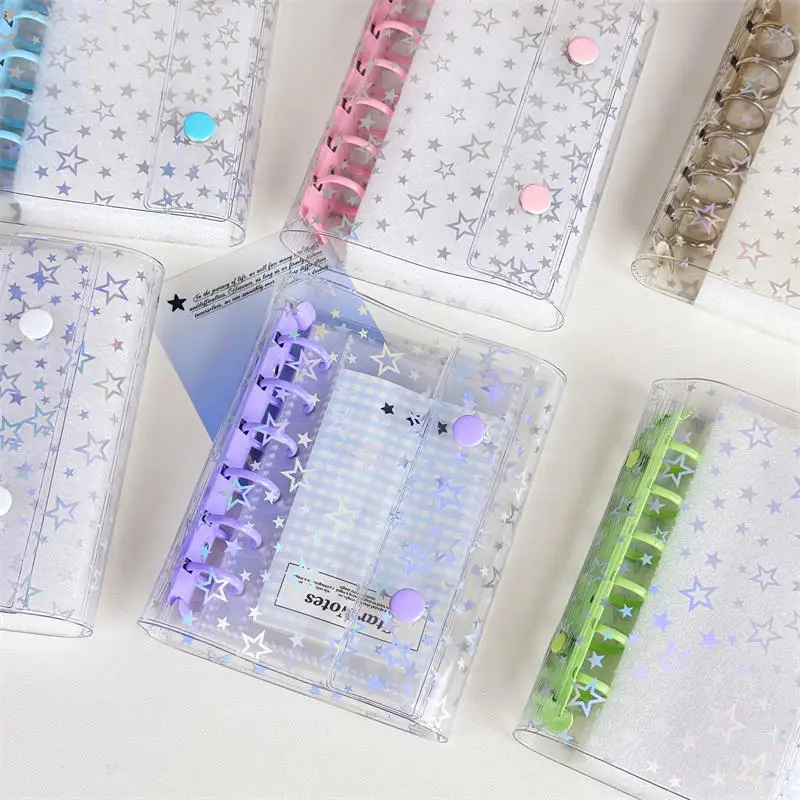 A7 Size Glitter Stationery Binder Notebook Shell Pocket Notepads DIY Postcards Collect Hand Account Book Shell-(No Inner Pages)