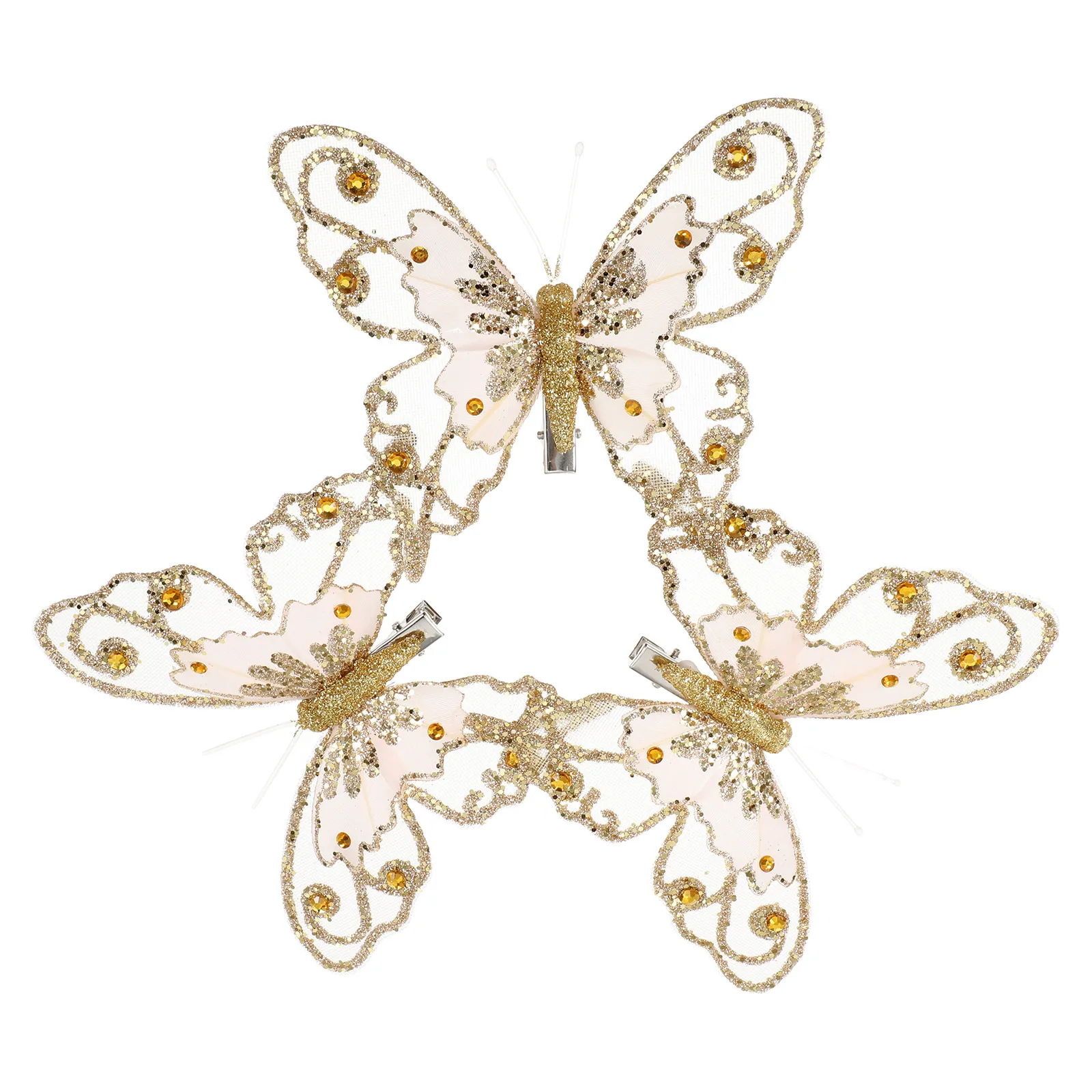 

3 Pcs Butterfly naments Christmas Tree Decor Realistic Wedding Wreath Floral Flowers Butterfly Confetti Friendly
