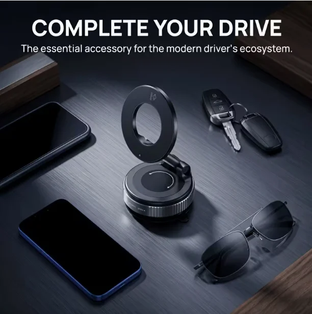 360° Adjustable Magnetic Vacuum Car Phone Holder, Suitable for Cars/Gyms/Mirrors, Universal, Compatible with All Smartphones, Foldable Design, Adjustable Height, for Car Owners Seeking Ultimate Stability and Multi-Angle Navigation
