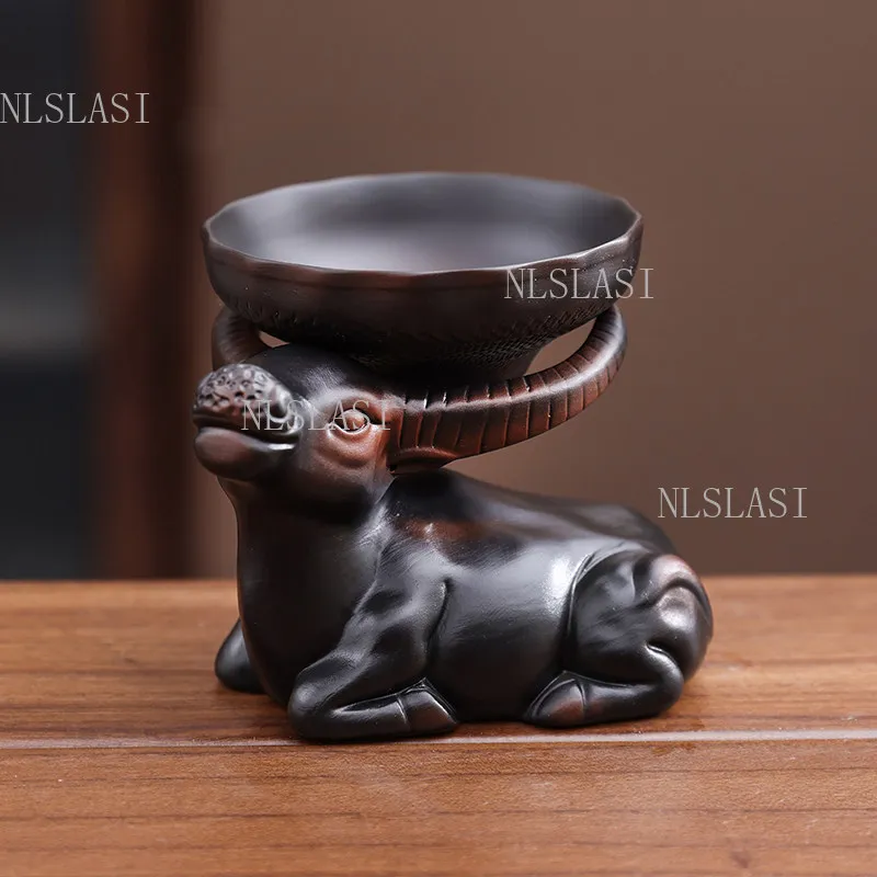 Buffalo Tea Strainer Holder Tea Filter Stand Retro Cattle Tea Pet Ornament Kung Fu Teaset Accessories Desktop Table Decor