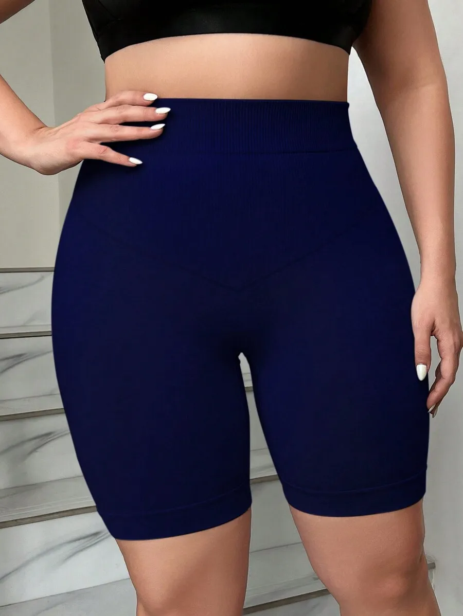 

Seamless Plus Size Solid Color High Waist Slimming Shorts
