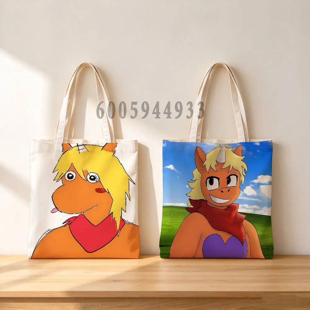 Buddy The Unicorn Large Capacity Canvas Shoulder Handbag Folding Eco-Friendly Cotton Tote Bags Reusable Shoulder Bag Grocery Bag