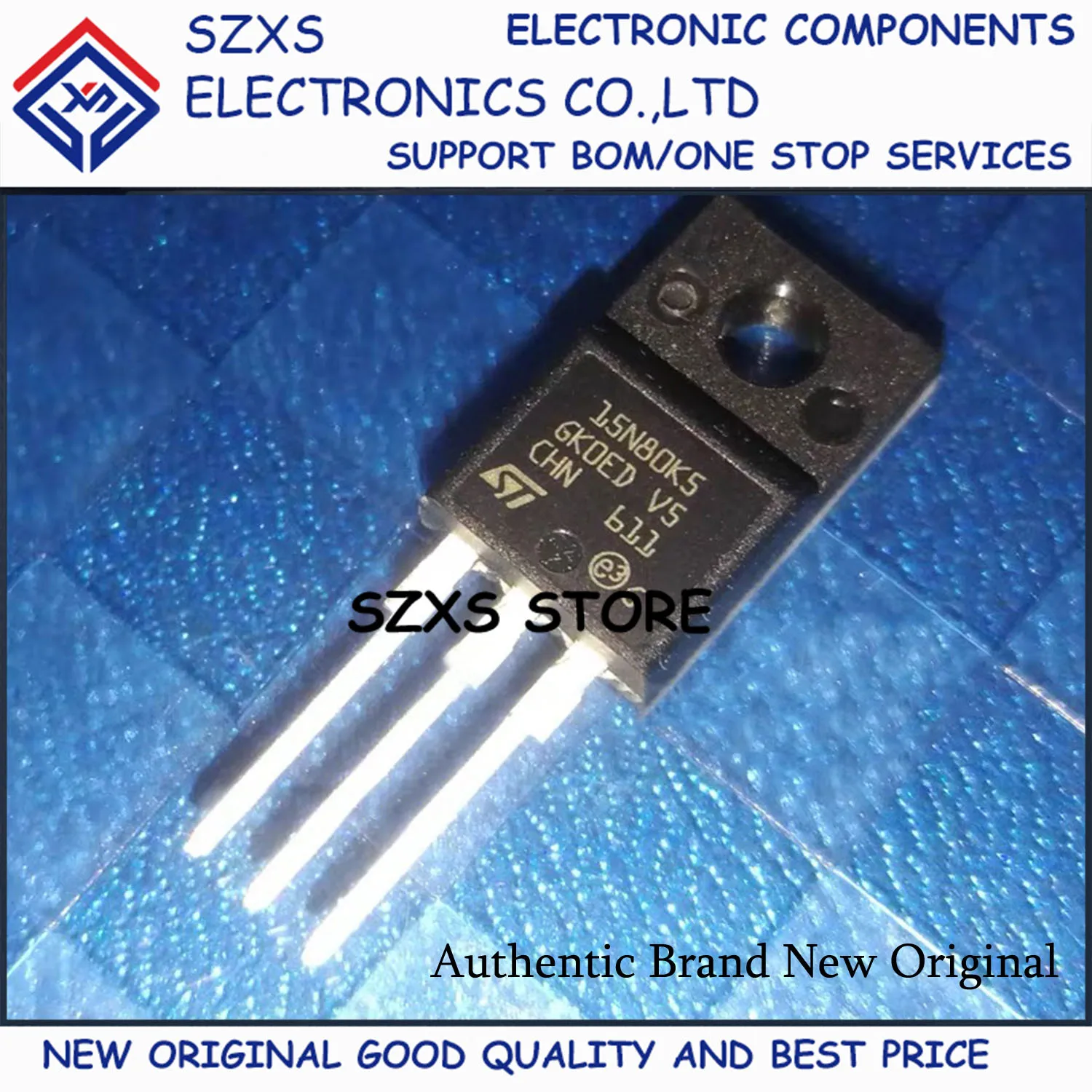 New Original 10Pcs 15N80K5 STF15N80K5 TO-220F 800V 14A MOSFET Field Effect Transistor In Stock Electronic Component Good Quality