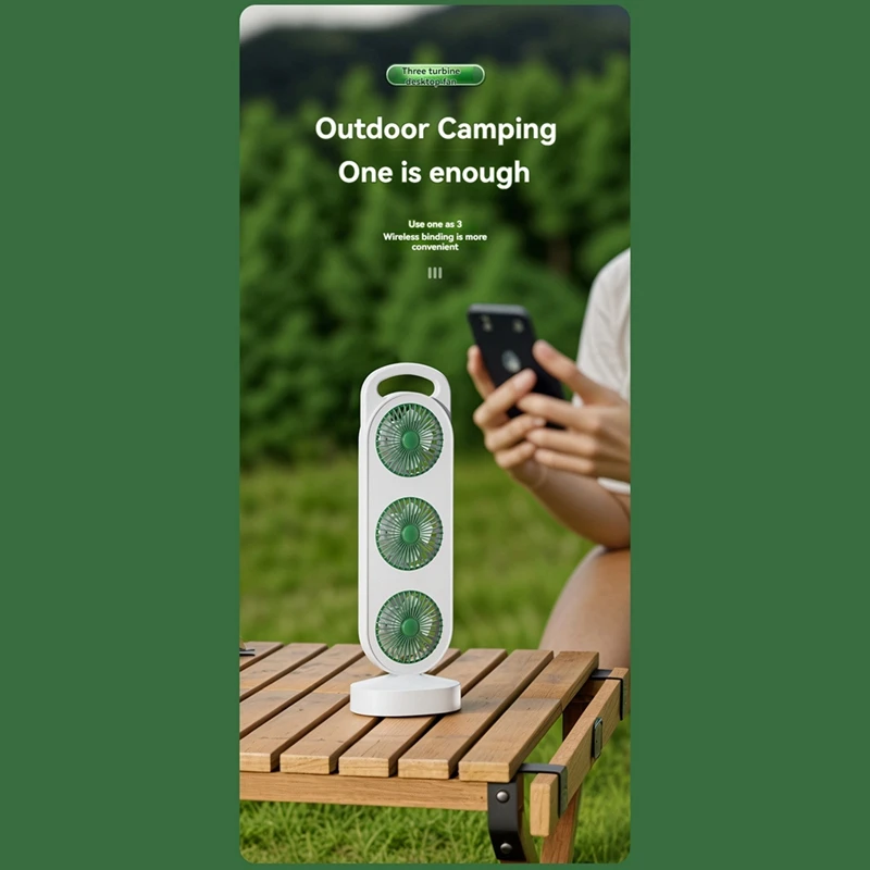 ГОРЯЧИЙ! Вентилятор с тройной турбинной, зарядка через USB, настольный вентилятор с высоким ветром, вентилятор для домашнего общежития, бесшумная работа