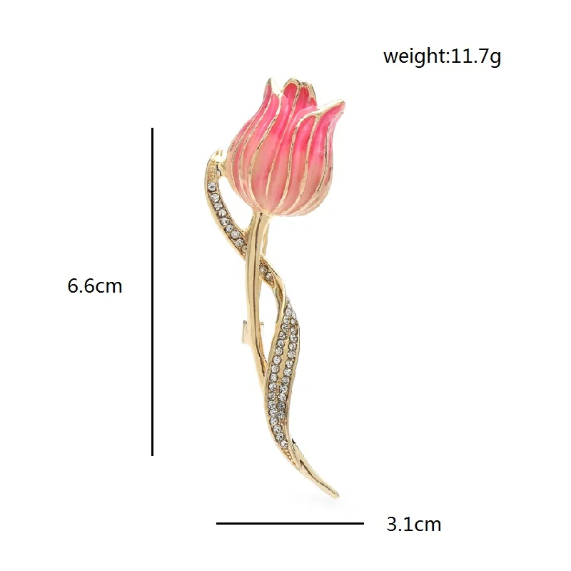 Wuli&baby Beautiful Tulip Flower Brooches Pins For Women Unisex 3-color Enamel Party Office Brooches Gifts