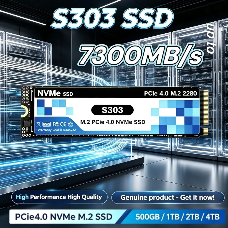S303 M.2 NVMe SSD 500GB-4TB High Speed 7300MB/s PCIe 4.0 Gaming Drive Works Internal Solid State Drive for  Laptop PC