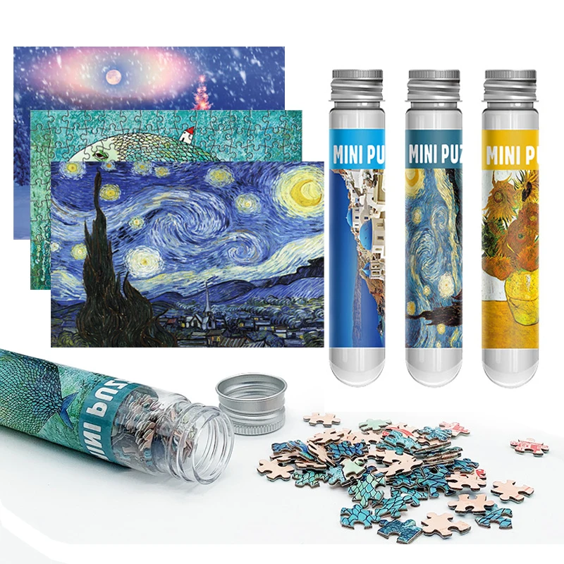 150PCS Jigsaw Pocket Multi-type Landscape Puzzle Game Test Tube Packaging Travel Puzzle Toys DIY Jigsaw  Puzzle Toys Kids