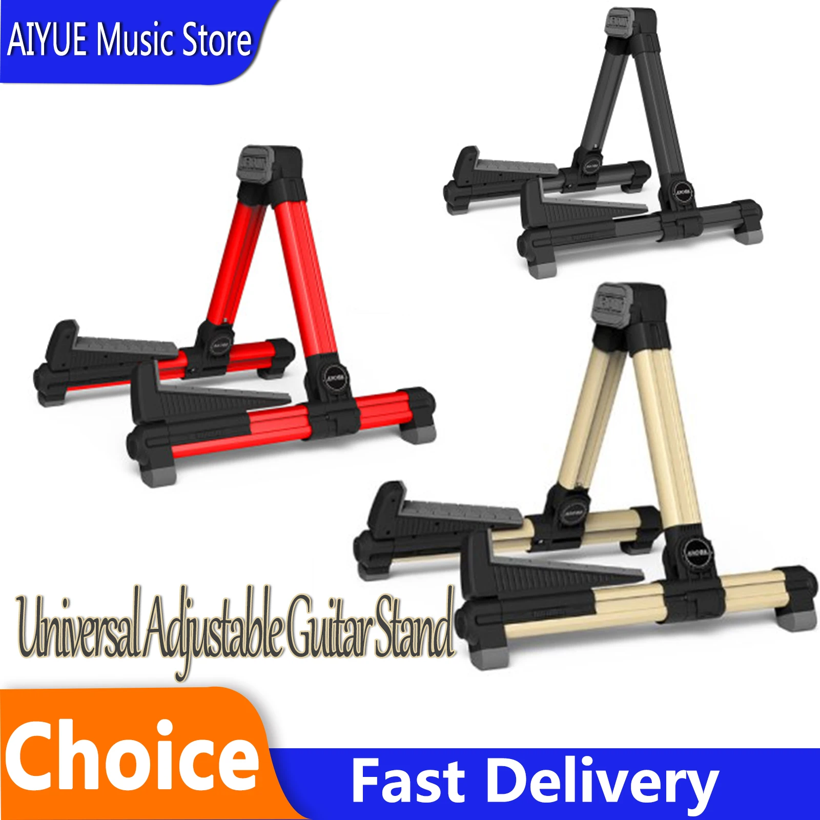 Suporte para Guitarra AROMA AGS-08 Universal para Guitarra Acústica, Elétrica, Violino, Ukulele, Suporte Musical Dobrável em Forma de A