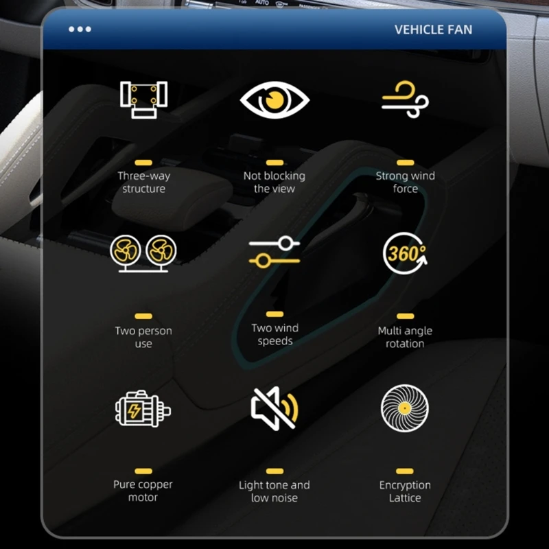 Ventilador refrigeración para coche 2 velocidades, ventilador doble cabezal 5V, 12V y 24V, ventilador 360