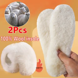 Genuine Sheepskin Fleece Wool Insoles for Men Women Thicken Cashmere Warm Shoes Insoles for Winter Snow Boots Slippers Shoe Pad