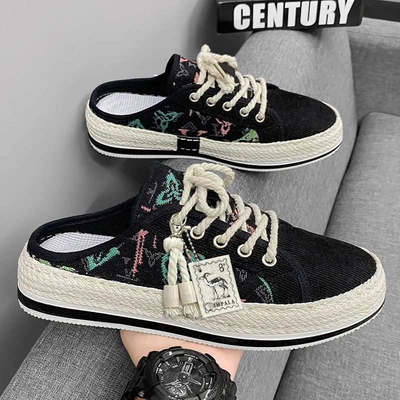 

Летняя мужская повседневная обувь, удобные полутапочки на плоской платформе без шнуровки, легкая прогулочная обувь, дизайнерская модная спортивная обувь