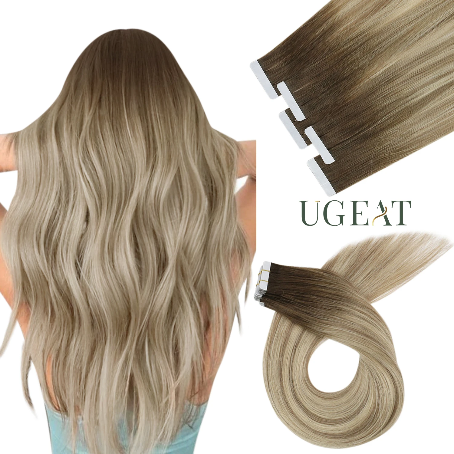 [Last 12 Months] Ugeat Tape in Hair Extensions Virgin Human Hair 10A Grade Tape in Extensions  Human Hair