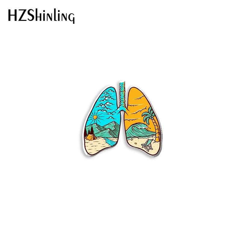 2023 New Camping Journal Acrylic Lapel Pin Natural Mountain Tree Epoxy Butterfly Clasp Pin Handmade Butterfly Brooch