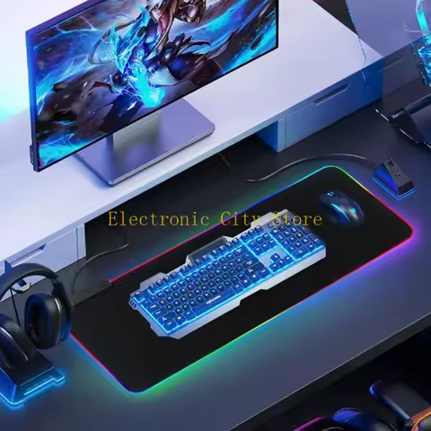 5 Office RGB Luminous Mouse Pad Gradient LED Backlit Gaming Mousepad With HUB 4 Port USB Desk Mat HU8D