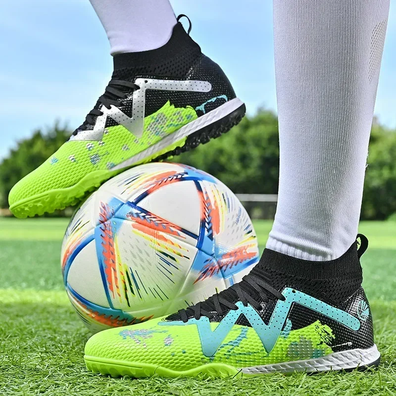 

Outdoor Cleats FG/TF Soccer Shoes Society Men's Football Boots Grass Anti-Slip Training Futsal Sneakers Children Sport Footwear