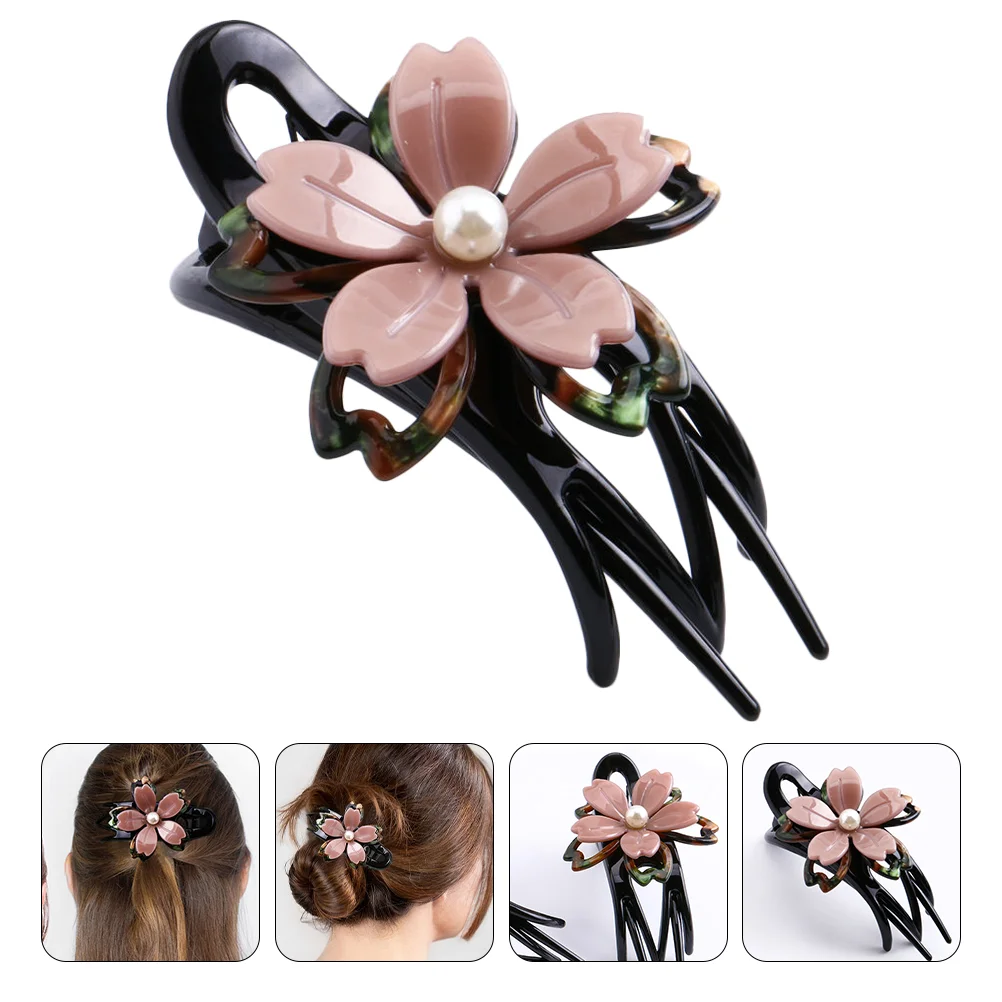 

Acrylic Flower Hair Bun Clip Ponytail Hair Clip Fashion Hair Accessory back hair clip back hair barrette