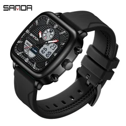 SANDA New Digital Watches Men Luxury Brand Square Dial Waterproof Shock Resistant Bright Back Light Sport Wrist Watch