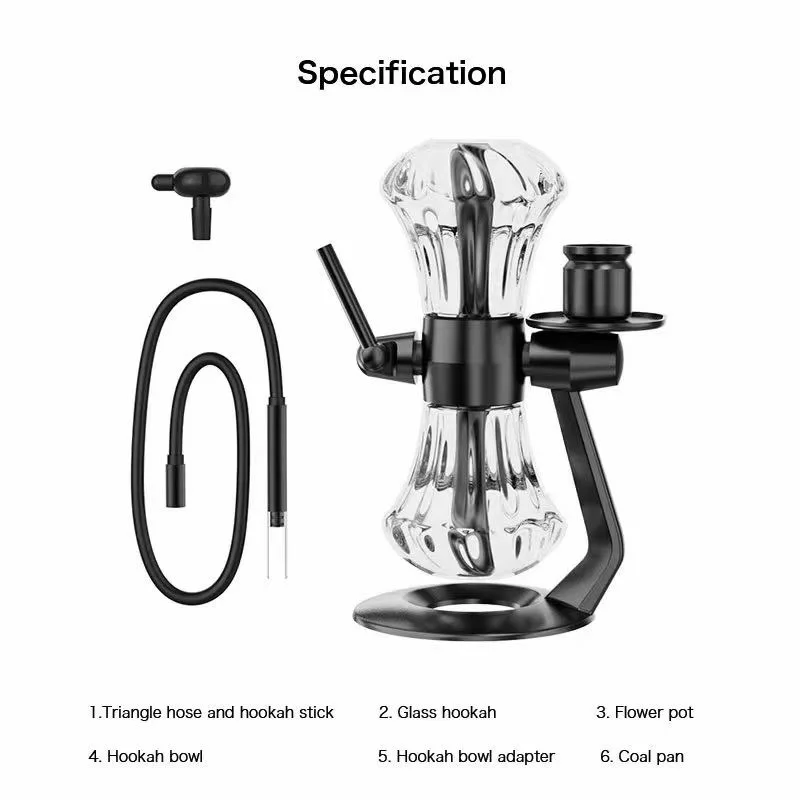 Glass hookah gravity hookah waterpipe hourglass gravity hookah 360° rotating diamond dry herb tobacco pipe