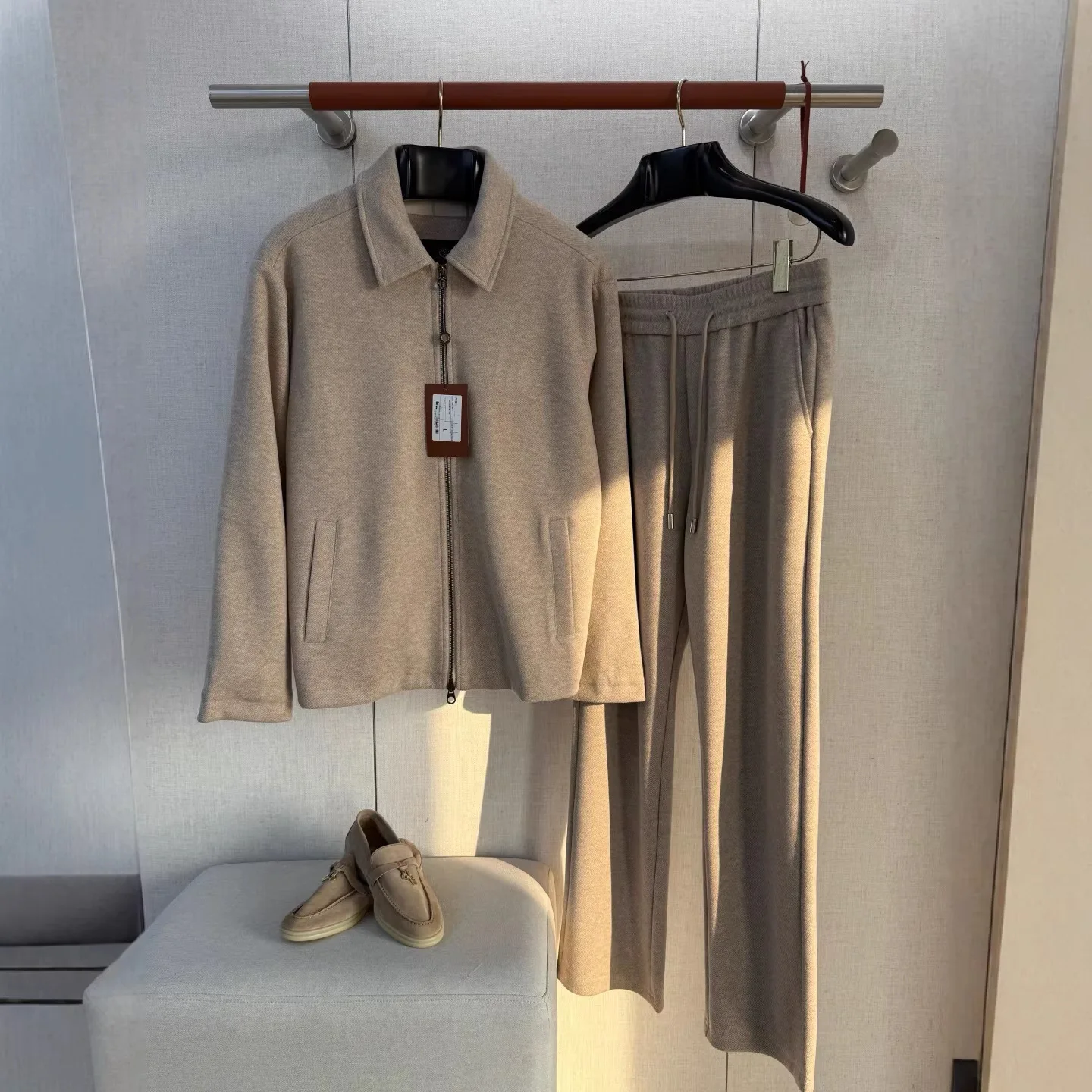 

Мужской спортивный костюм LP LORO из смесовой ткани (полиэстер/шерсть) с воротником на молнии, мягкий, комфортный, зимний, с длинными рукавами и брюками, модный