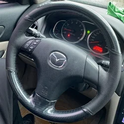 DIY Car Steering Wheel Cover Carbon Fiber Leather Breathable For Old Mazda 3 2003-2009 Mazda 6 2002-2006 Mazda 5 Car Accessories