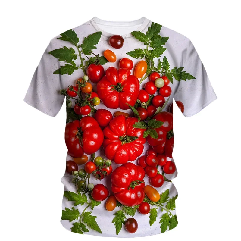 3D Printed Creative Tomato T Shirt For Men Vegetable Art Pattern Tees Summer Loose Round Neck Tops Short Sleeves Women T-Shirts