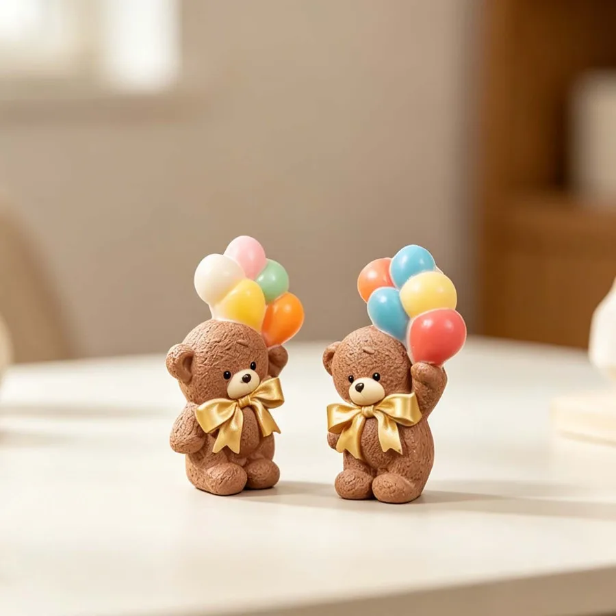 DIY Teddybär Handgehaltene Ballon-Silikonform für Kerzen, Niedliche Schleifenbär-Bastelarbeiten, Ton-, Gips-, Zement-, Seifenformen, Heimgeschenke – Detail 5