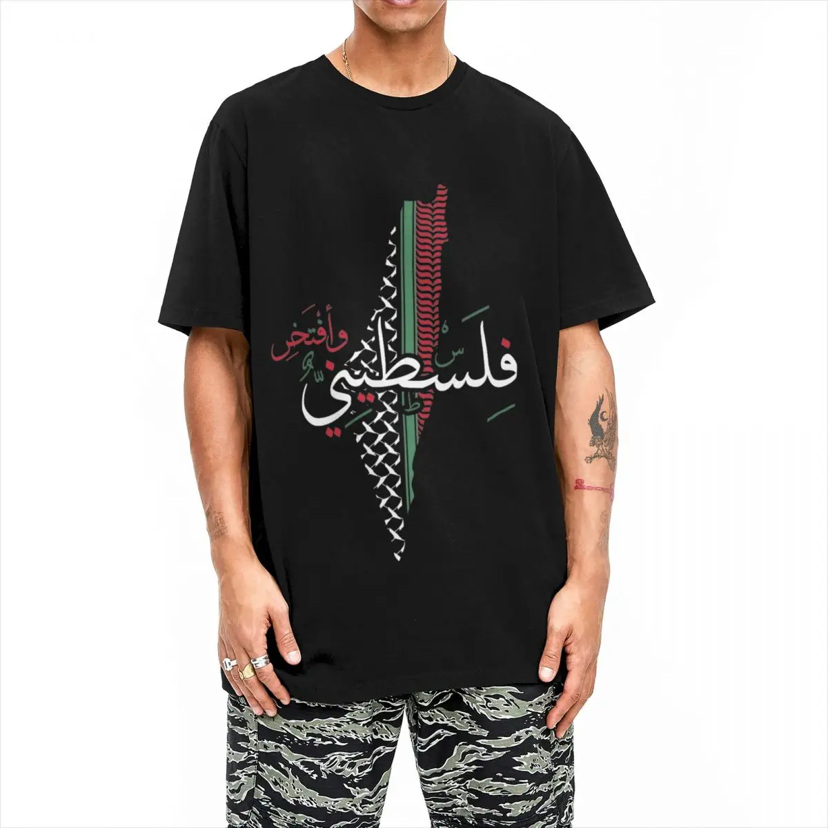 Palestine Map T Shirt Men Palestine Flag Street Style 100% Cotton T Shirts Summer O-Neck Harajuku Tees Loose Plus Size Tops