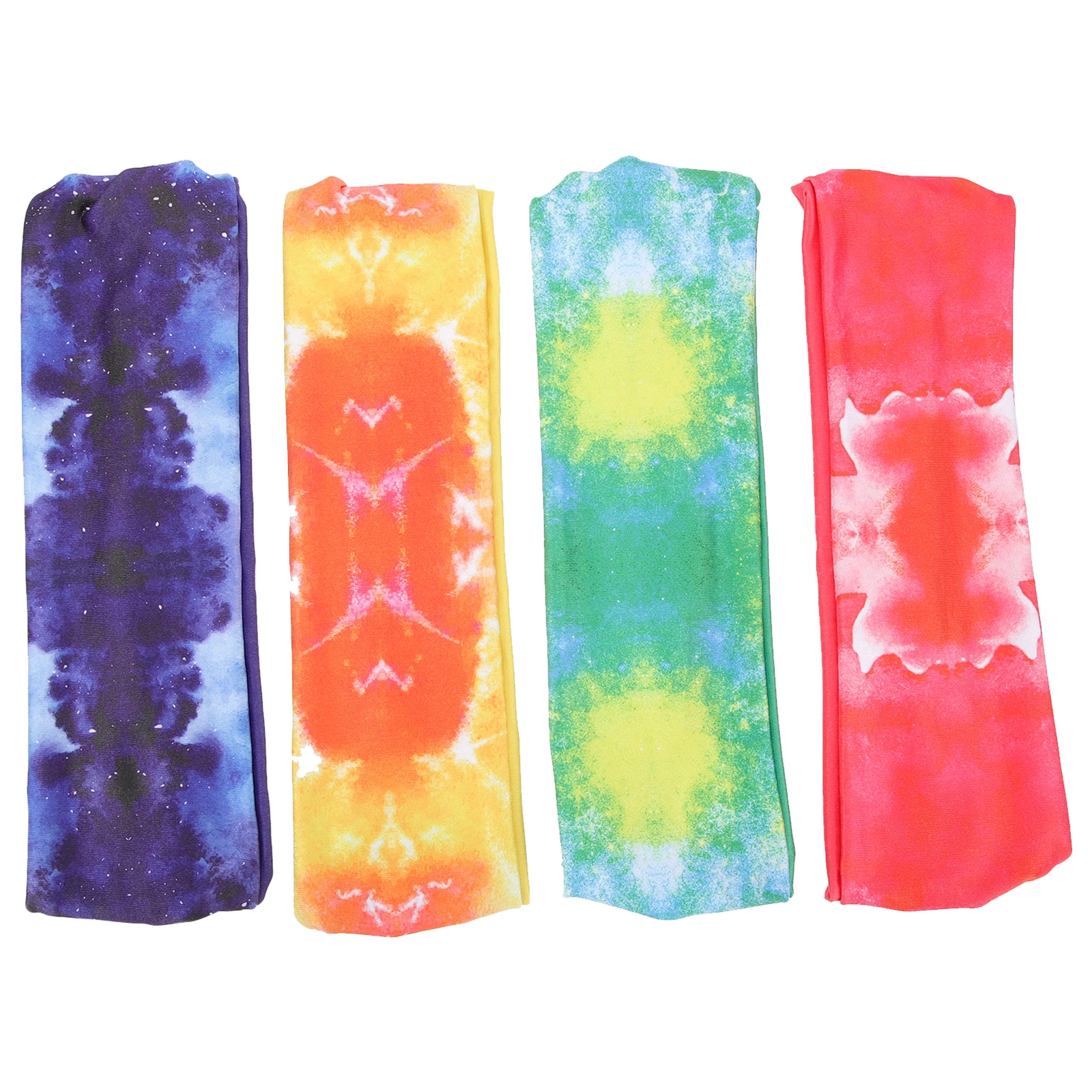 

4pcs Tie-Dye Sports Headband Sweatbands For Women Men Elastic Multi-Function Hair Band Anti-Slip Gym Running Yoga Accessory